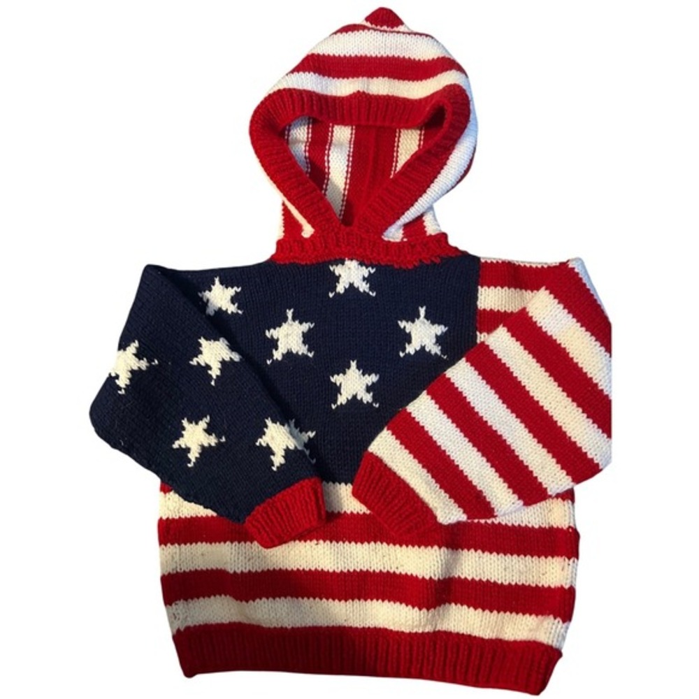 Handmade Knit Sweater, Americana Child size‎ 4T